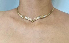 Vintage Tri-Tone 14K Italian Gold Collar Necklace