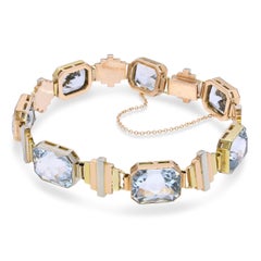Vintage Tri-Tone Gold 45,22tcw Aquamarin Link Armband