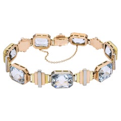 Vintage Tri-Tone Gold 45,22tcw Aquamarin Link Armband