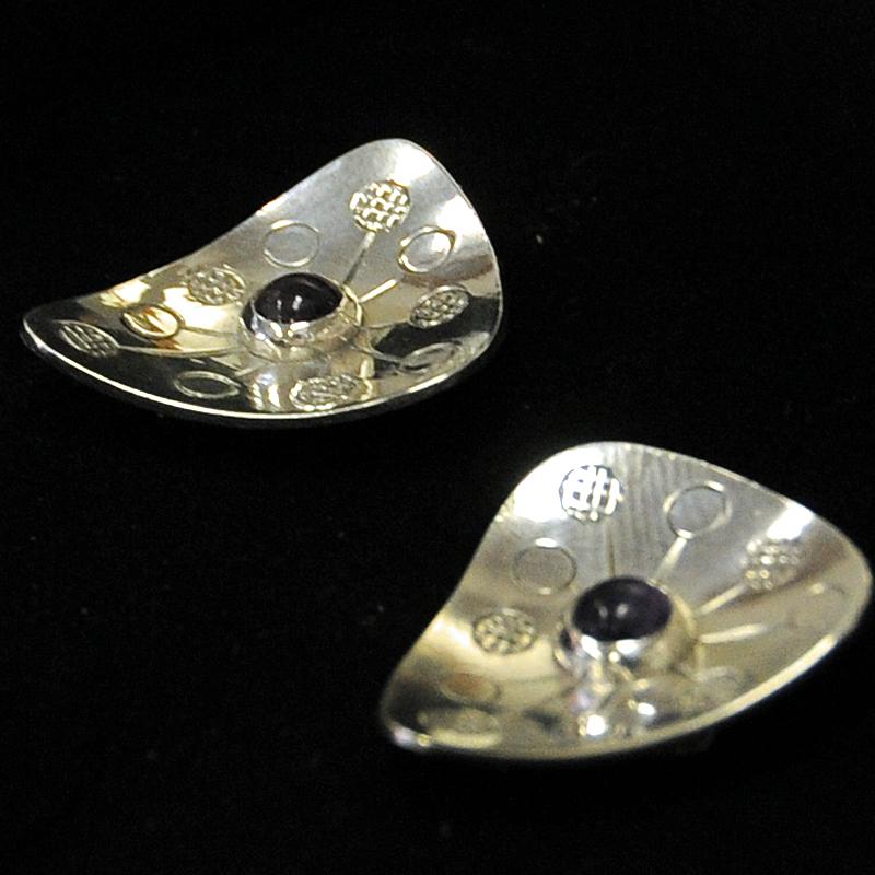 Dreieckige Silber-Ohrringe von Rey Urban, Schweden, 1957 im Angebot