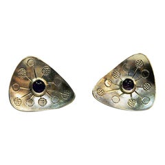 Vintage Triangle Silver Earrings by Rey Urban, Sweden, 1957