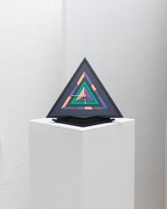 Vintage Triangle Stand Clock Two-Piece Memphis Style Italy, 1980s