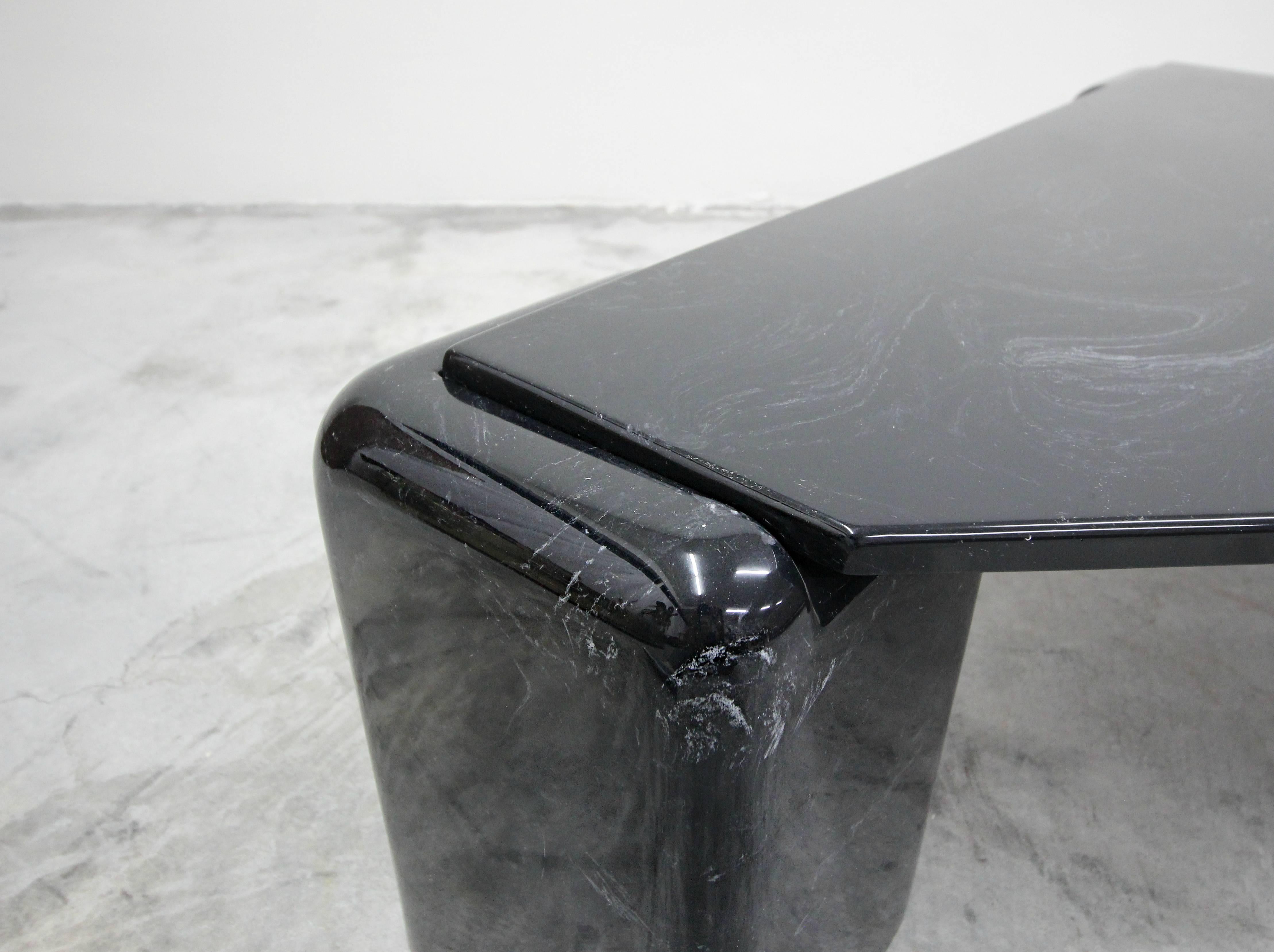 Vintage Triangular Black Italian Marble Coffee Table 2