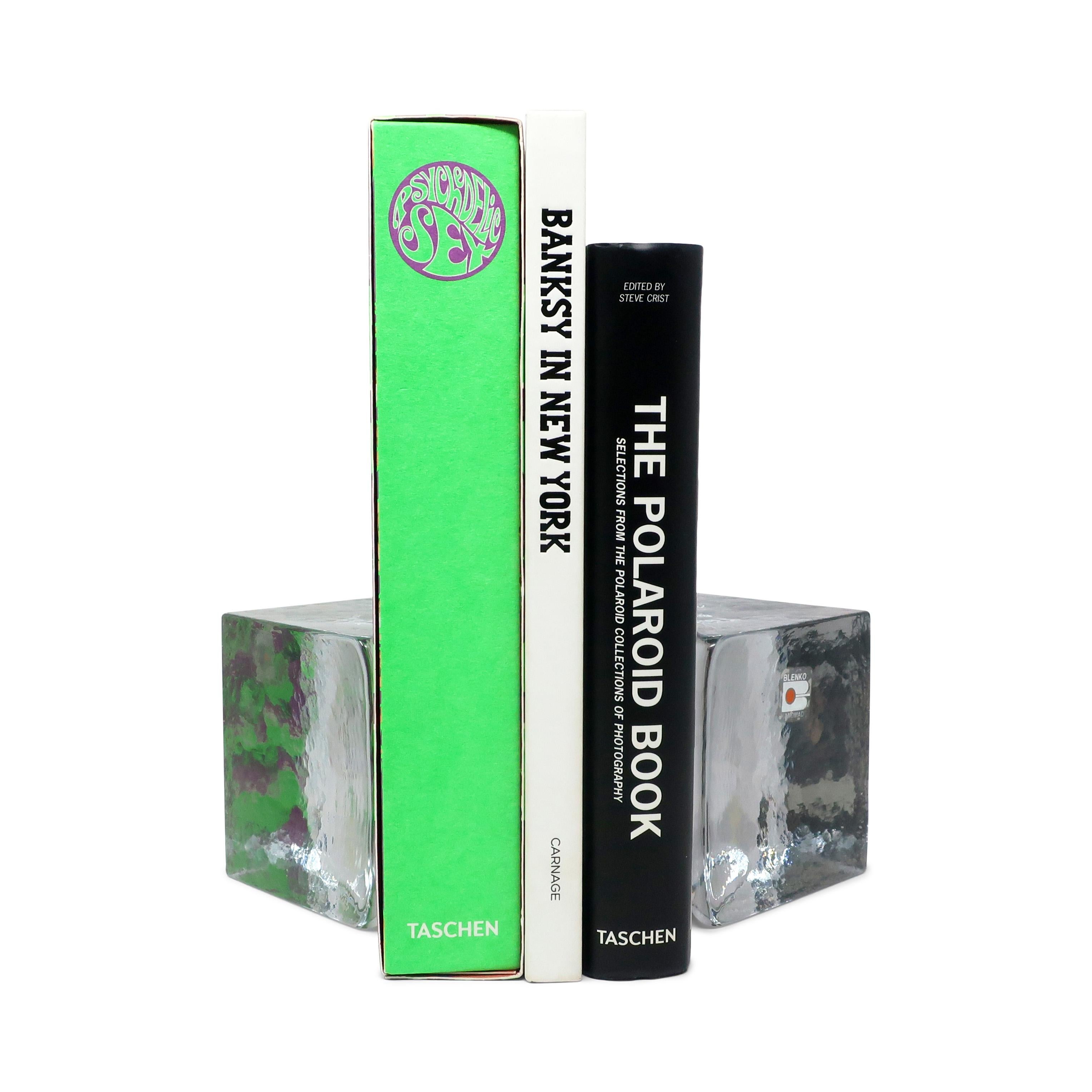 Dreieckige Buchstützen aus Gussglas von Blenko, Vintage (Moderne der Mitte des Jahrhunderts) im Angebot