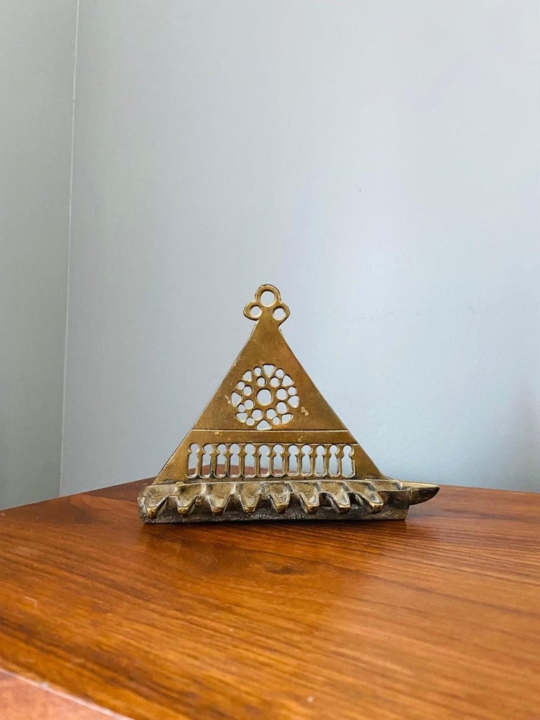 Vintage Triangular Hanukkah Menorah For Sale at 1stDibs