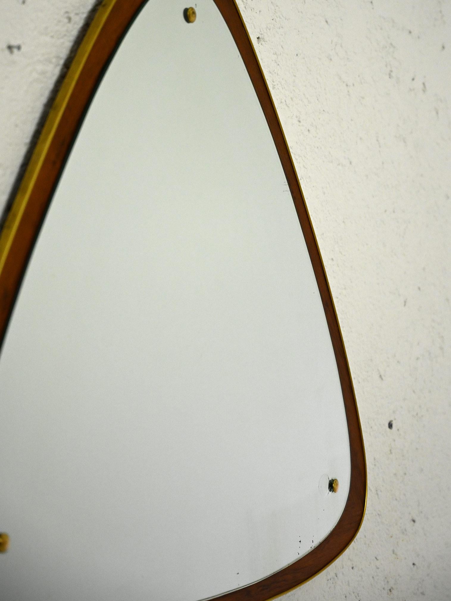 Teak Vintage triangular mirror For Sale