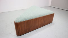 Vintage triangular plywood with boucle-fabric sit element / Ottoman, 1970s