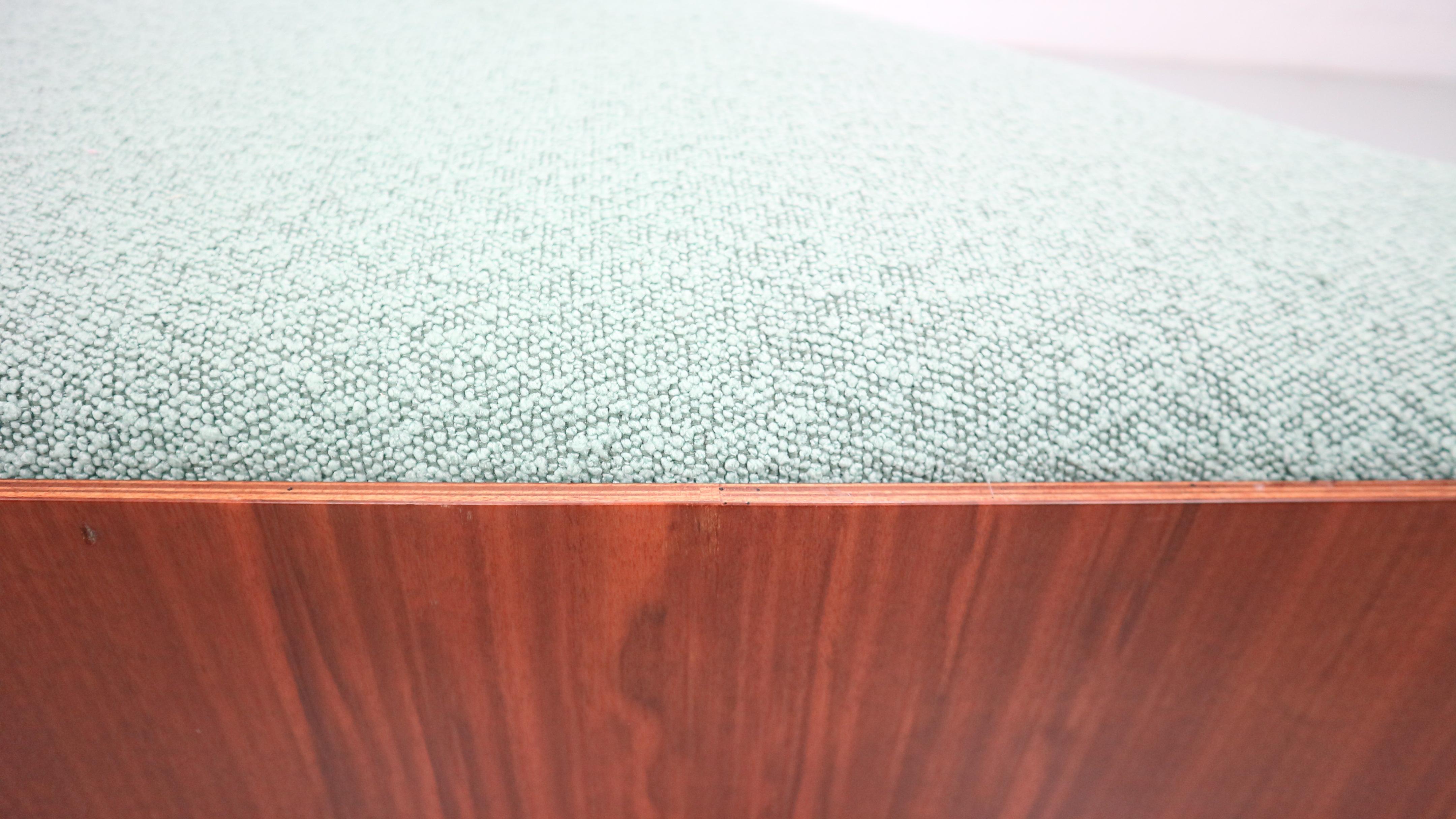 European Vintage triangular plywood with boucle-fabric sit element / Ottoman, 1970s For Sale