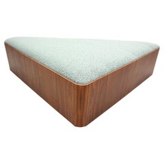 Vintage triangular plywood with boucle-fabric sit element / Ottoman, 1970s