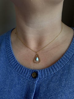 Vintage Triangular Shaped Turquoise Pendant & Chain