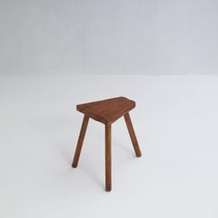 Vintage Triangular Wooden Stool with Tapered Legs