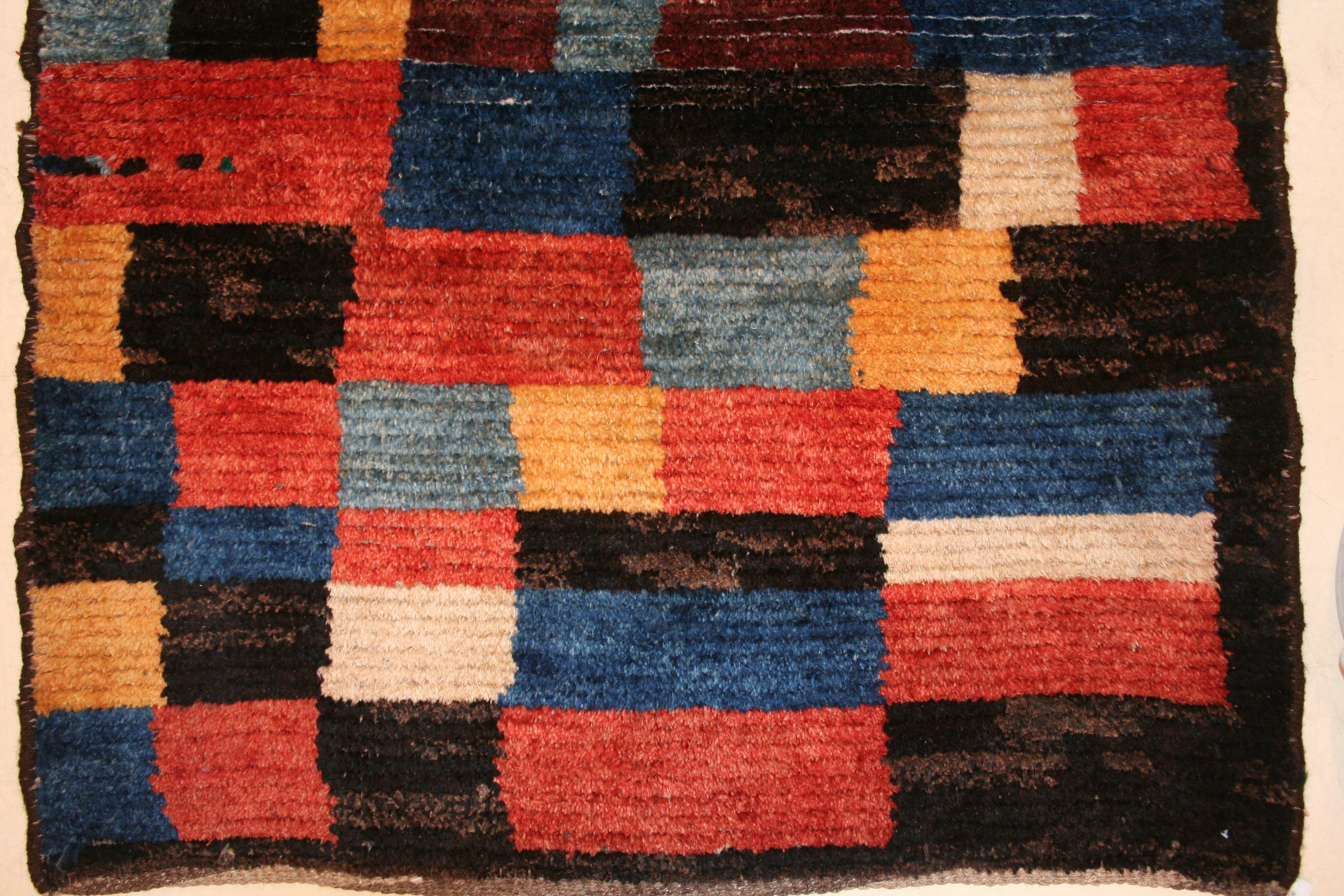 Tulu Vintage Tribal Abstract Checkerboard Design Rug For Sale