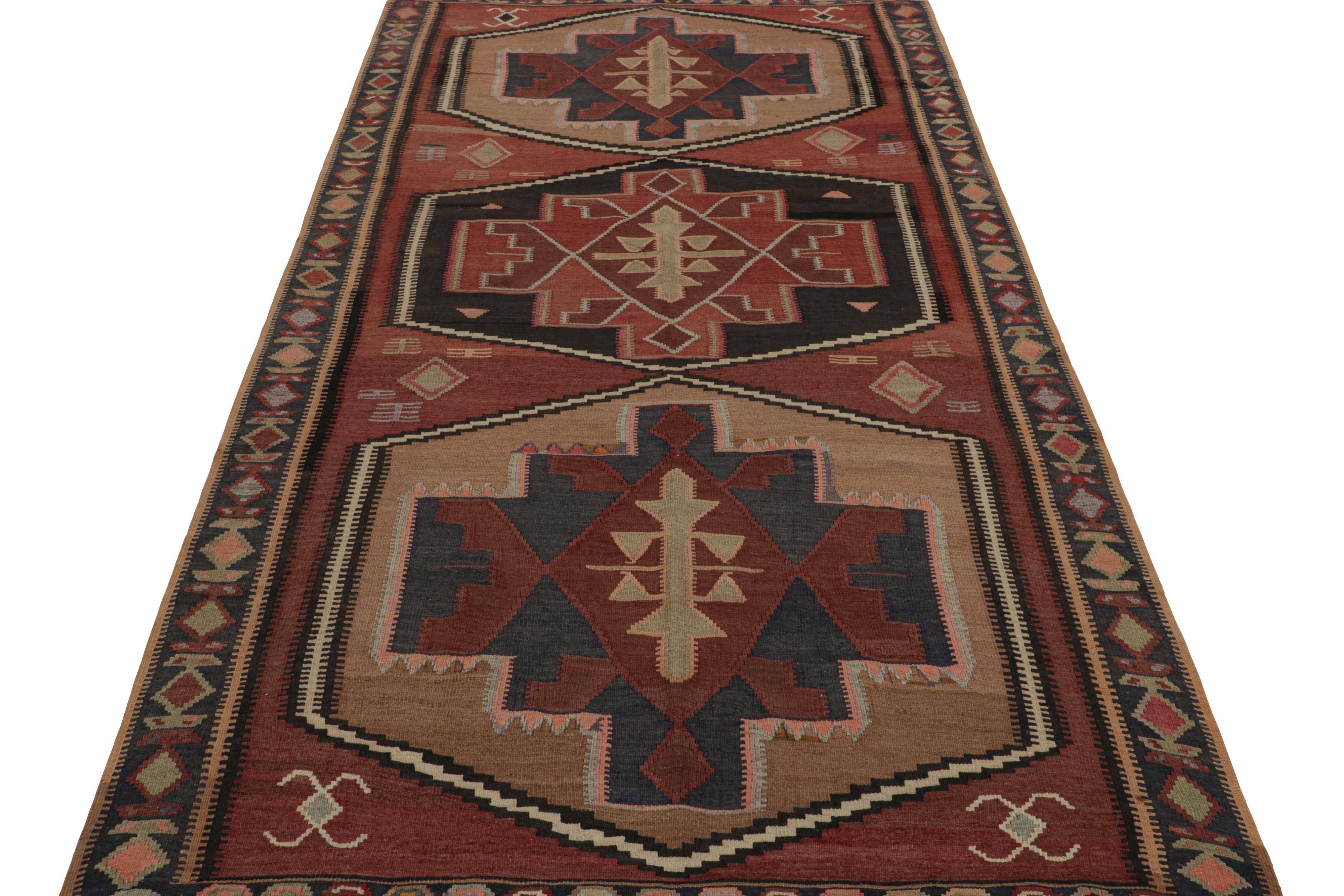 Tribal Vintage tribal Afghan Kilim rug in Red, with Medallions, from Rug & Kilim For Sale