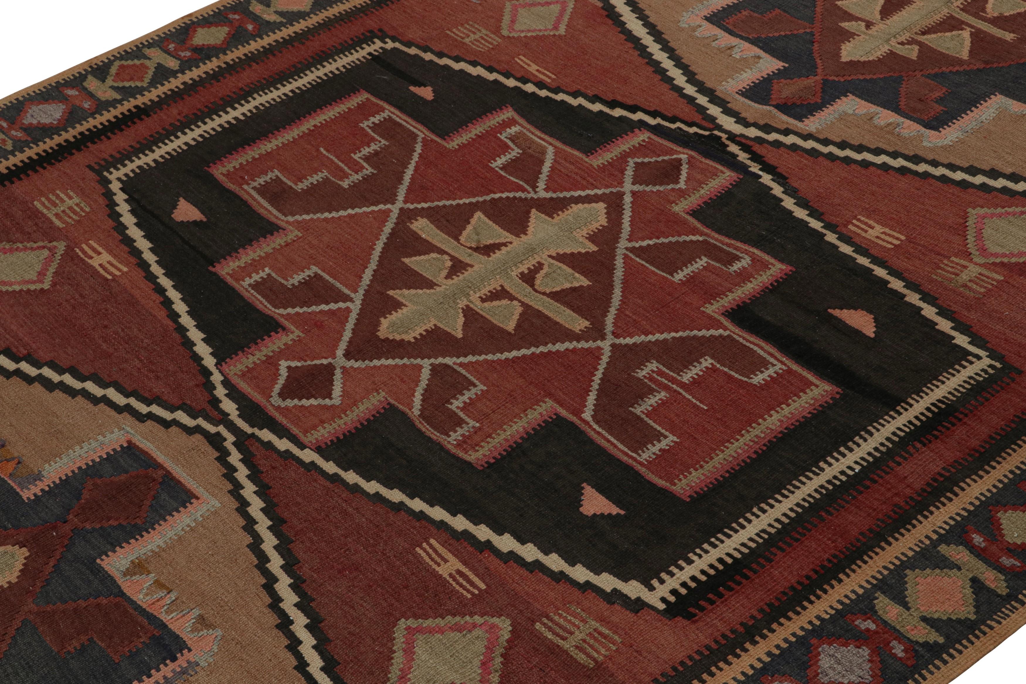 Hand-Woven Vintage tribal Afghan Kilim rug in Red, with Medallions, from Rug & Kilim For Sale