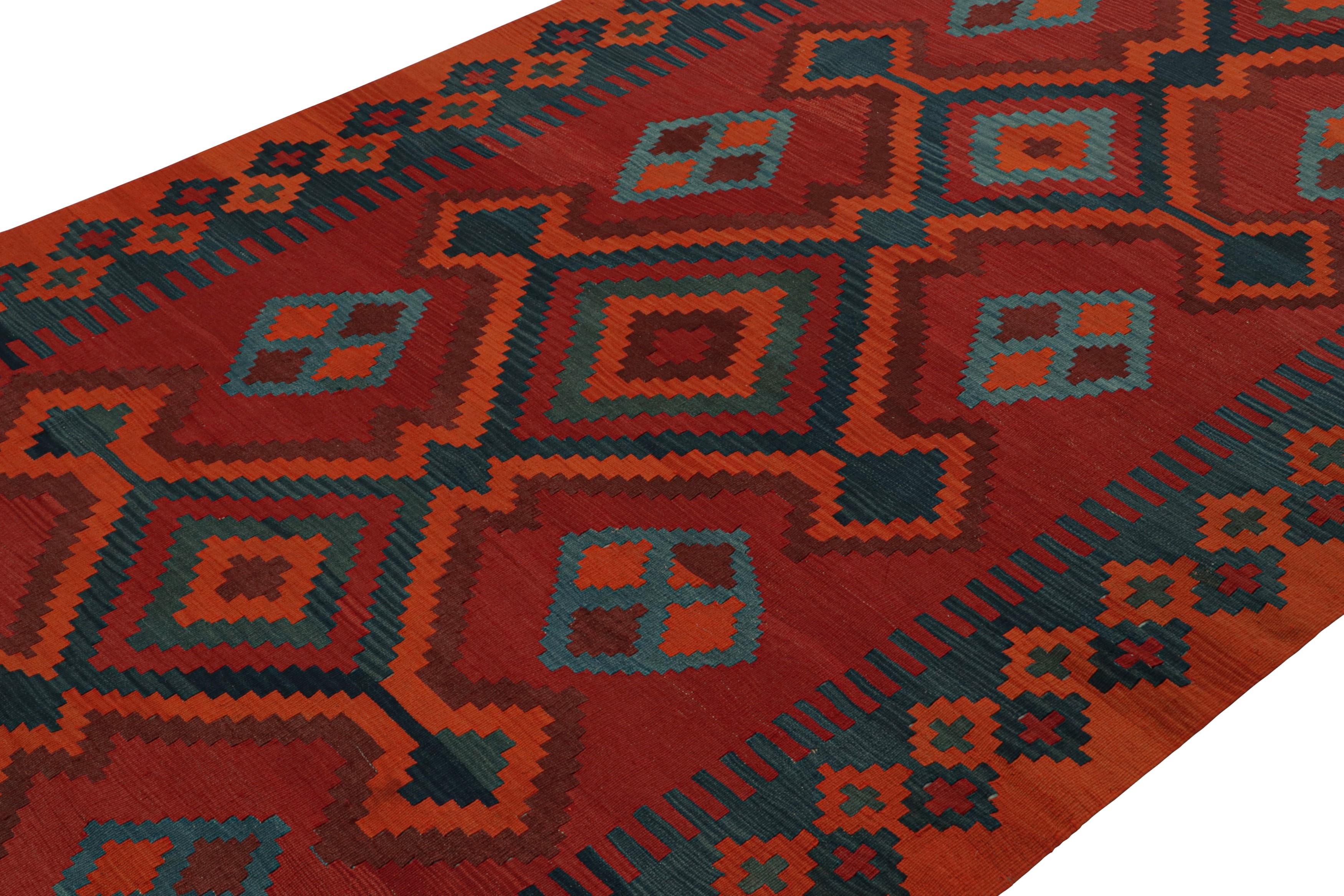 Hand-Woven Vintage tribal Afghan Kilim Rug in Red, with Medallions, from Rug & Kilim For Sale