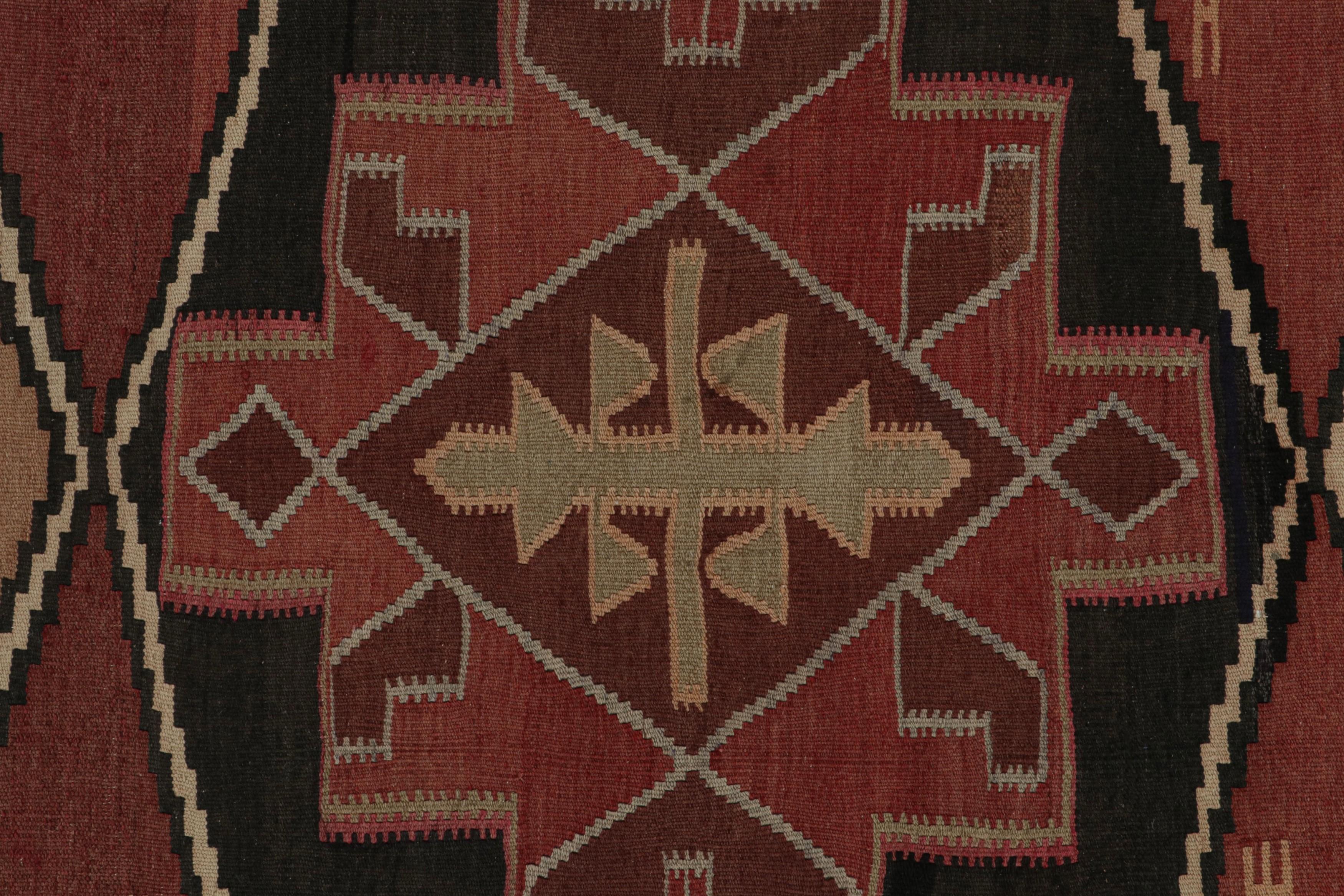 Mid-20th Century Vintage tribal Afghan Kilim rug in Red, with Medallions, from Rug & Kilim For Sale