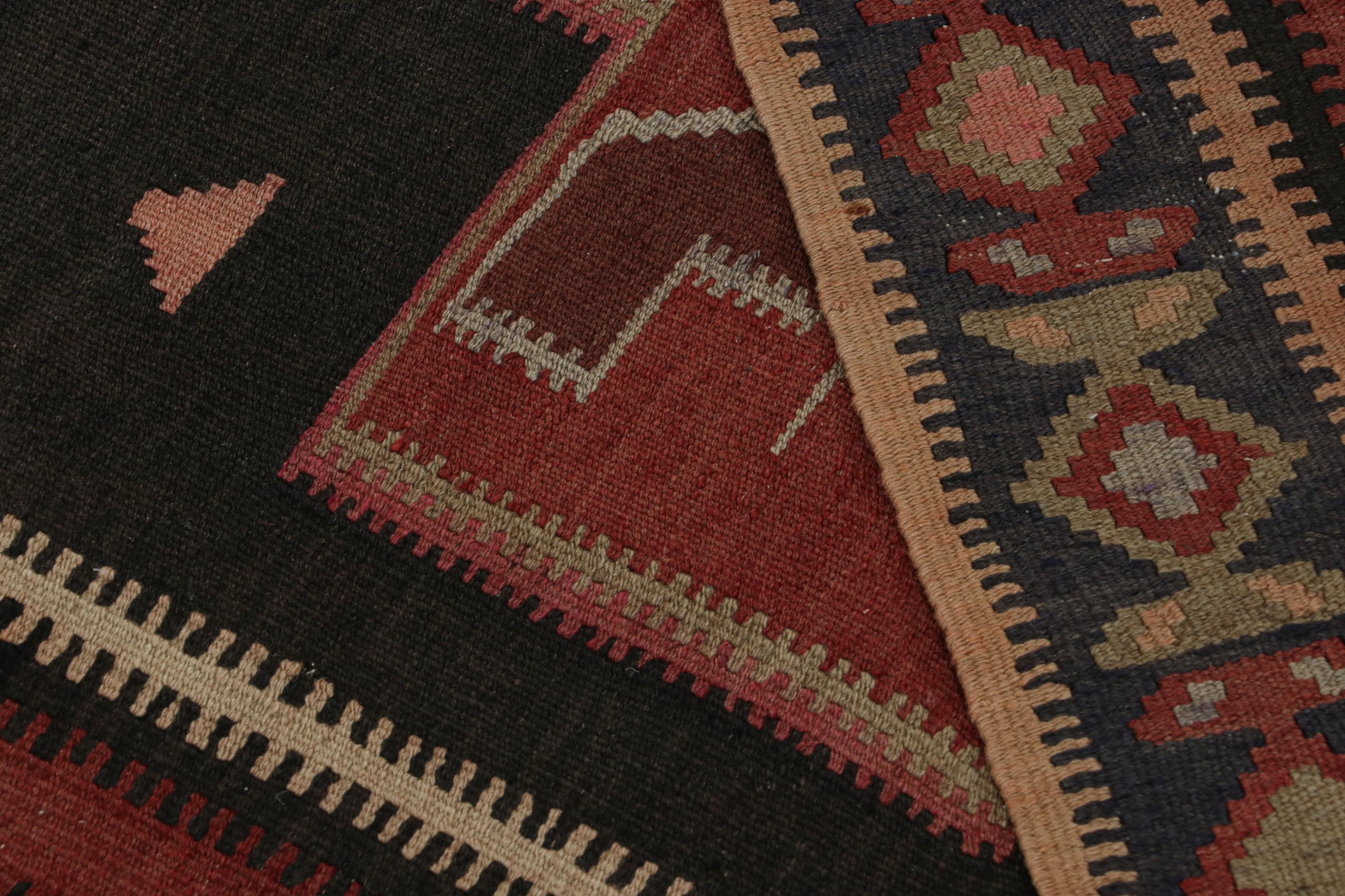 Wool Vintage tribal Afghan Kilim rug in Red, with Medallions, from Rug & Kilim For Sale