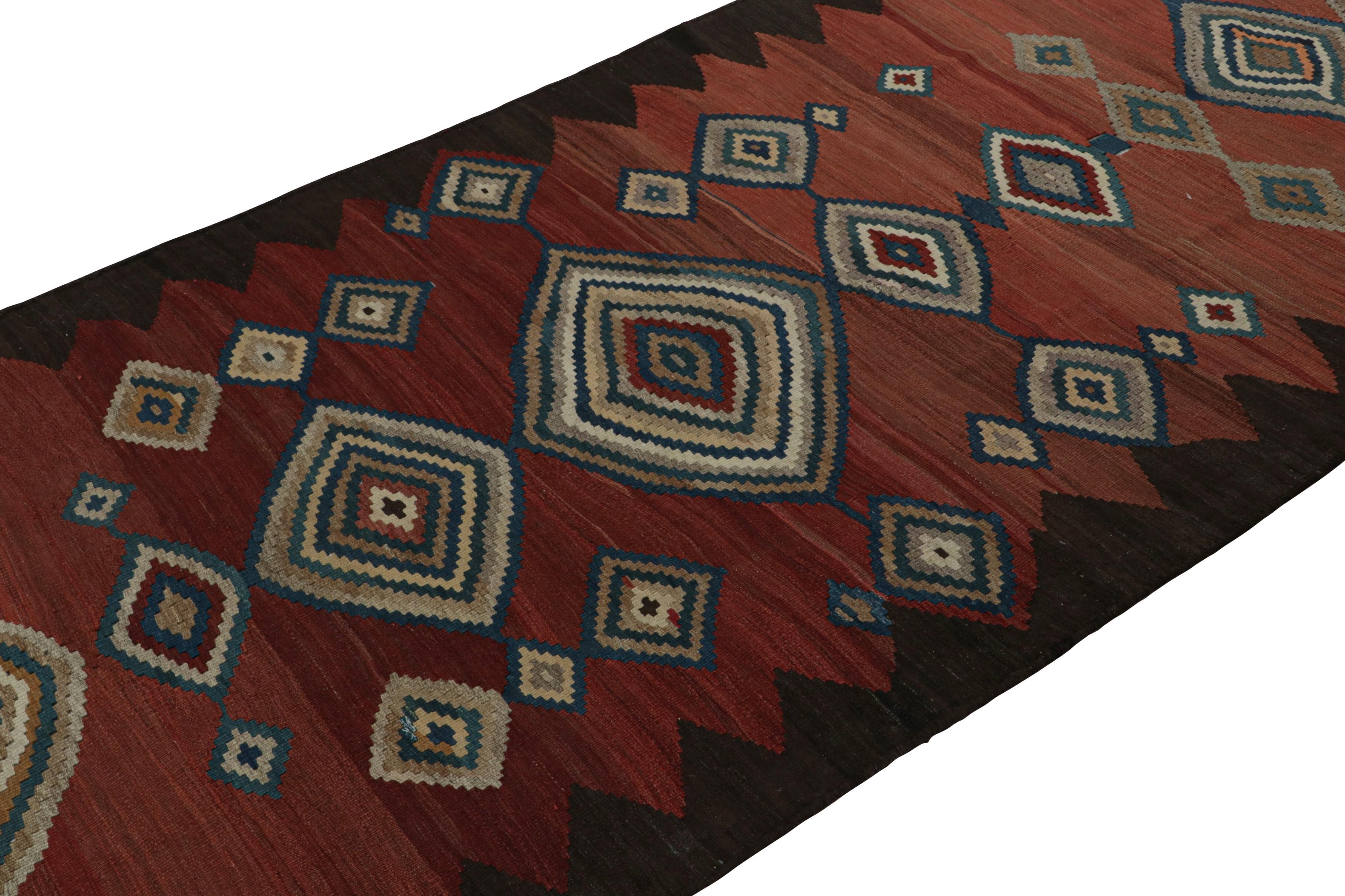 Hand-Woven Vintage tribal Afghan Kilim Runner Rug, with Medallions, from Rug & Kilim For Sale
