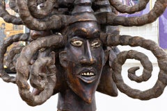 Vintage Tribal African Ekoi Headdress Nigeria / Cameroon Sculpture