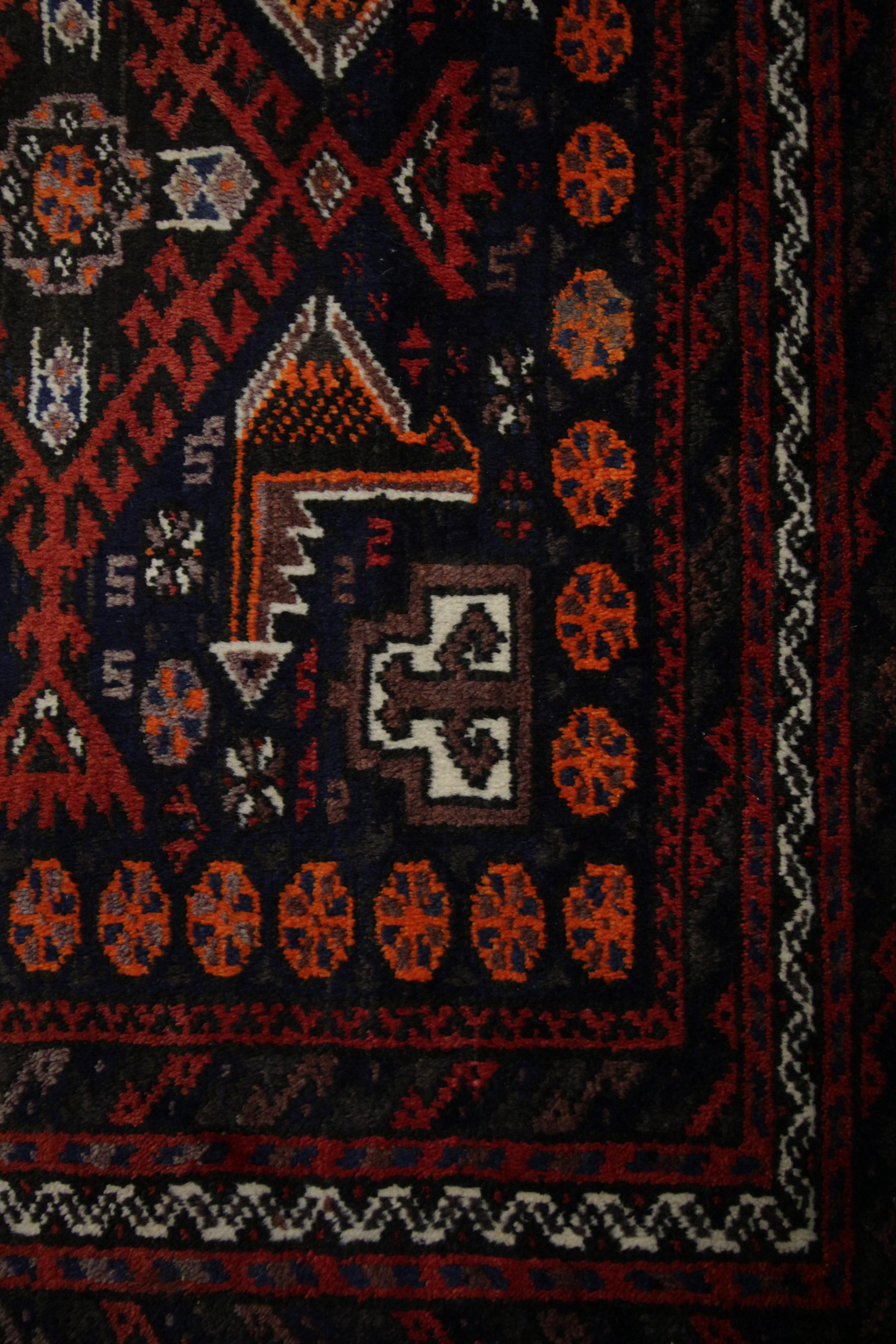 Vintage Tribal Area Rug, Handwoven Afghanistan Red Wool Carpet In Excellent Condition In Hampshire, GB