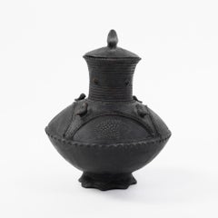 Vintage Tribal Bakongo Terracotta Vessel with Ethnic Depictions Congo 1950s