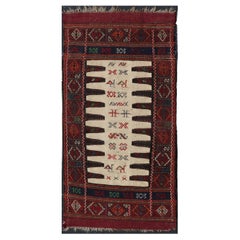 Vintage Tribal Baluch Rug with Pile and Kilim in Ivory Background