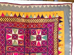 Vintage Tribal Banjara Embroidered Chaakla with Mirrors, Wall Hanging, India