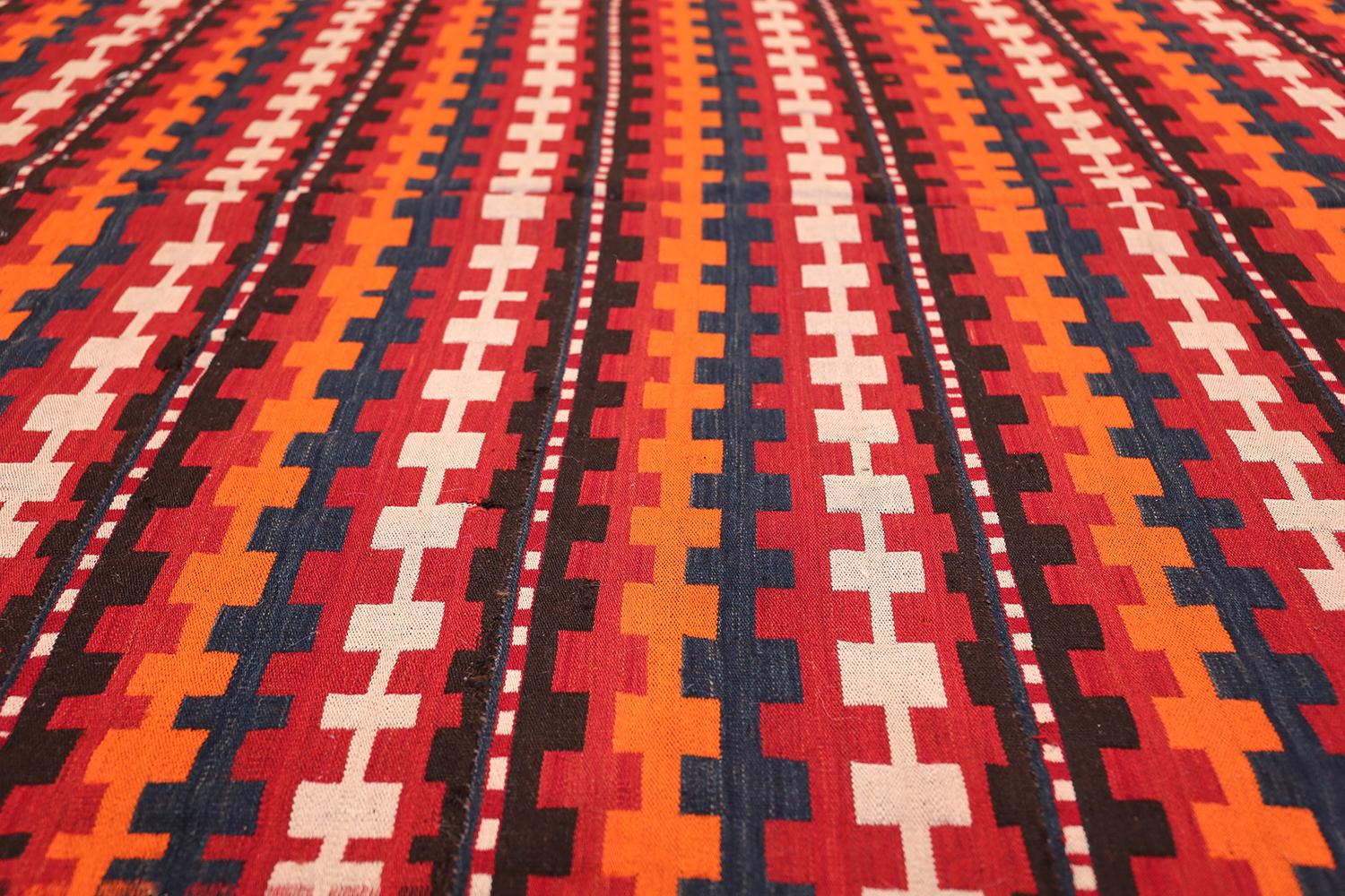 Wool Vintage Tribal Caucasian Kilim Rug. Size: 5 ft 6 in x 9 ft (1.68 m x 2.74 m)