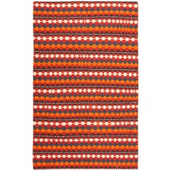 Vintage Tribal Caucasian Kilim Rug. Size: 5 ft 6 in x 9 ft (1.68 m x 2.74 m)