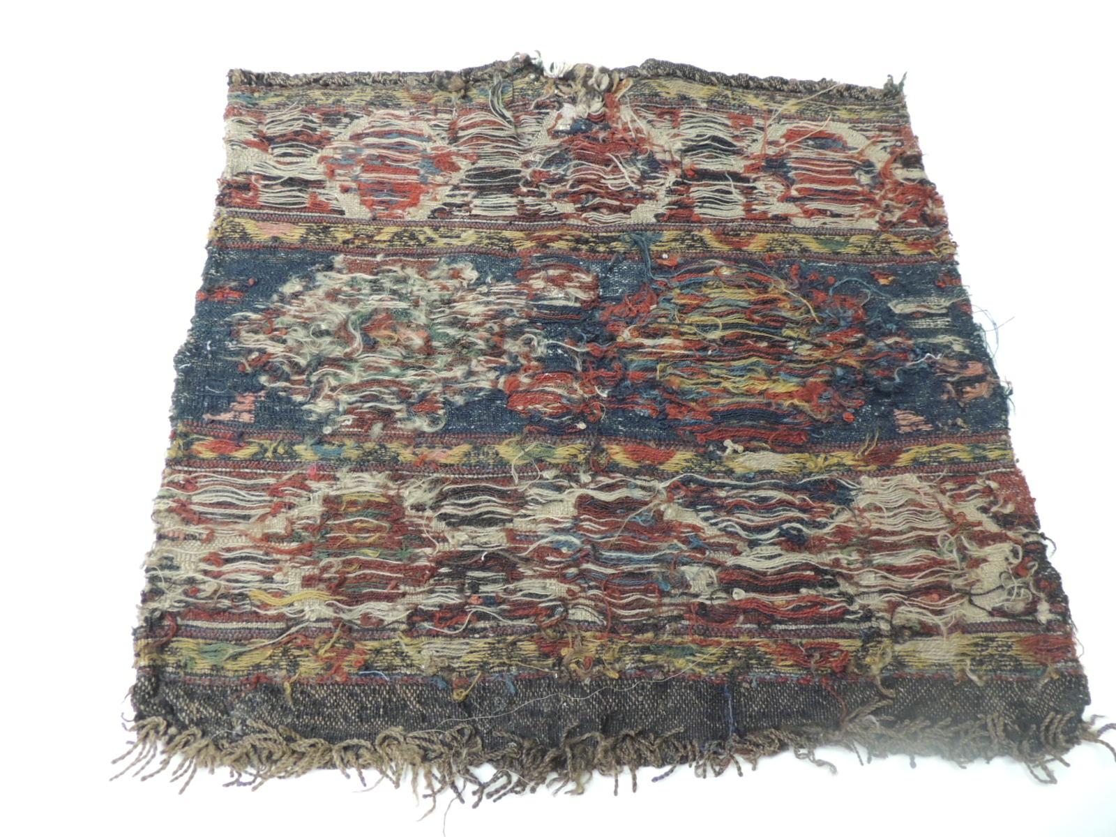 Turkish Vintage Red and Blue Tribal Design Kilim Rug/Grain Sack Fragment