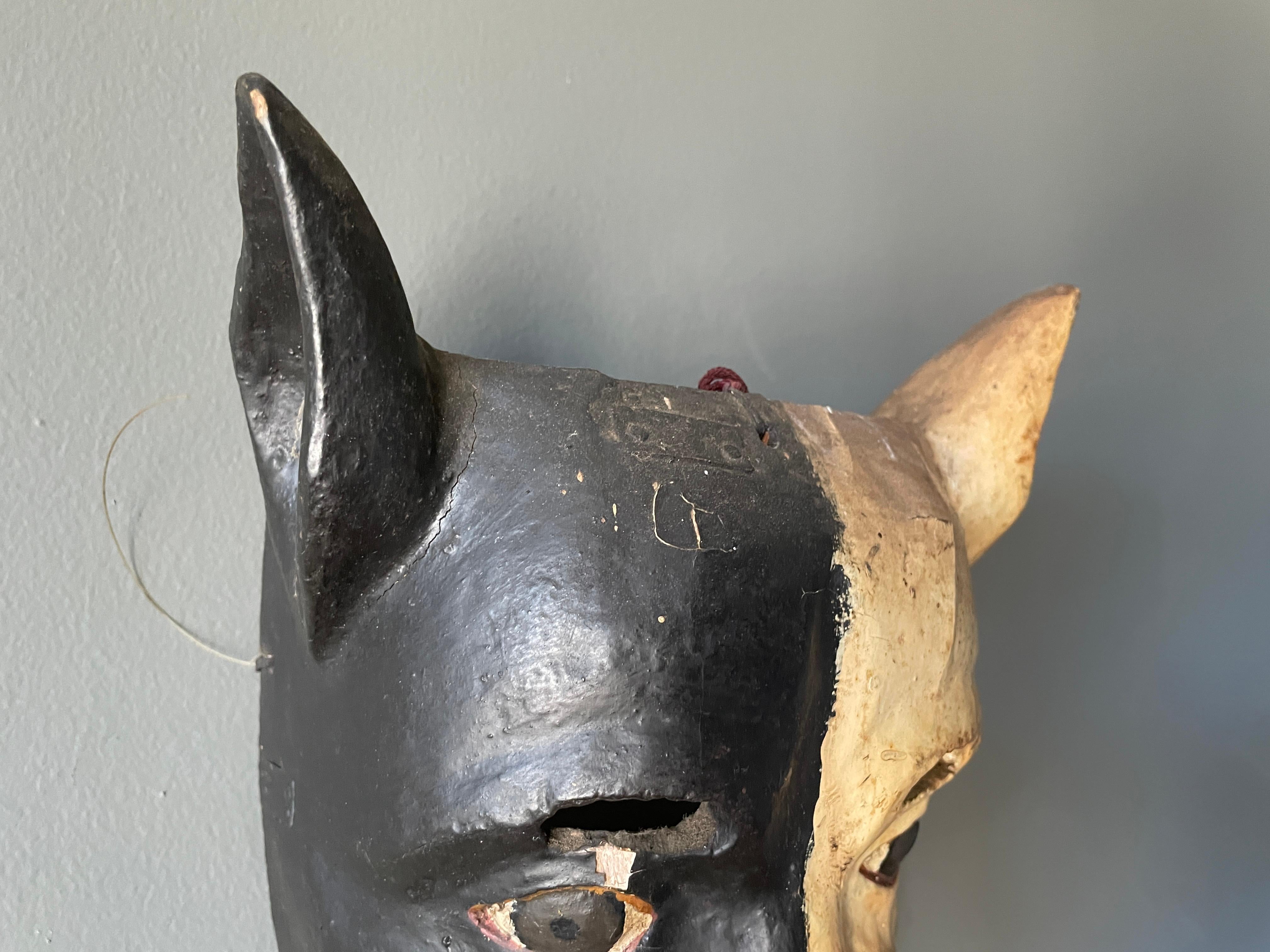 Vintage Tribal Dog Head Mask In Good Condition In Costa Mesa, CA