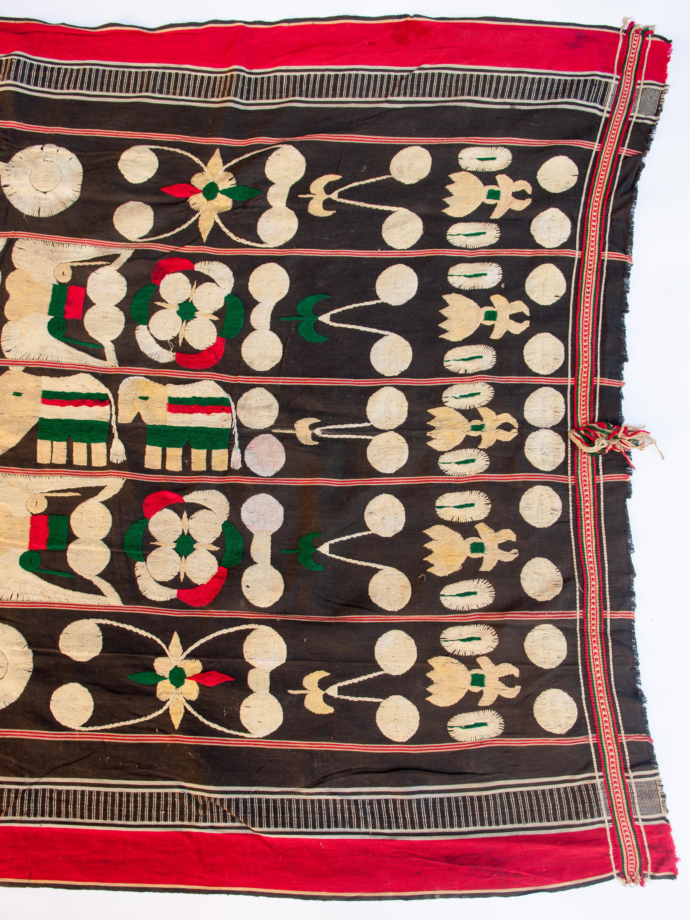 Indian Vintage Tribal Elephant Cloth Textile Naga of Manipur, NE India Mid-20th Century