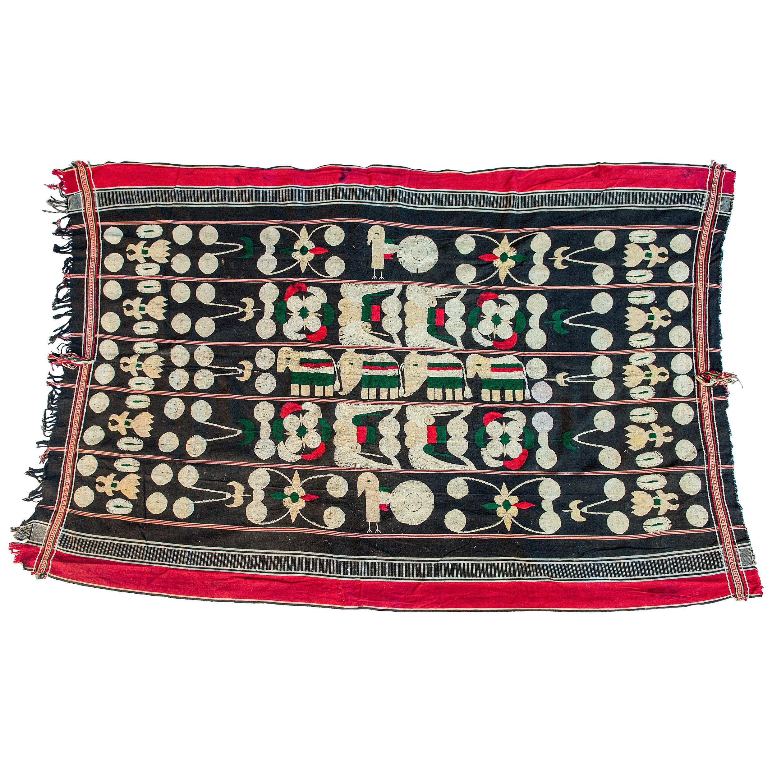 Vintage Tribal Elephant Cloth Textile Naga of Manipur, NE India Mid-20th Century