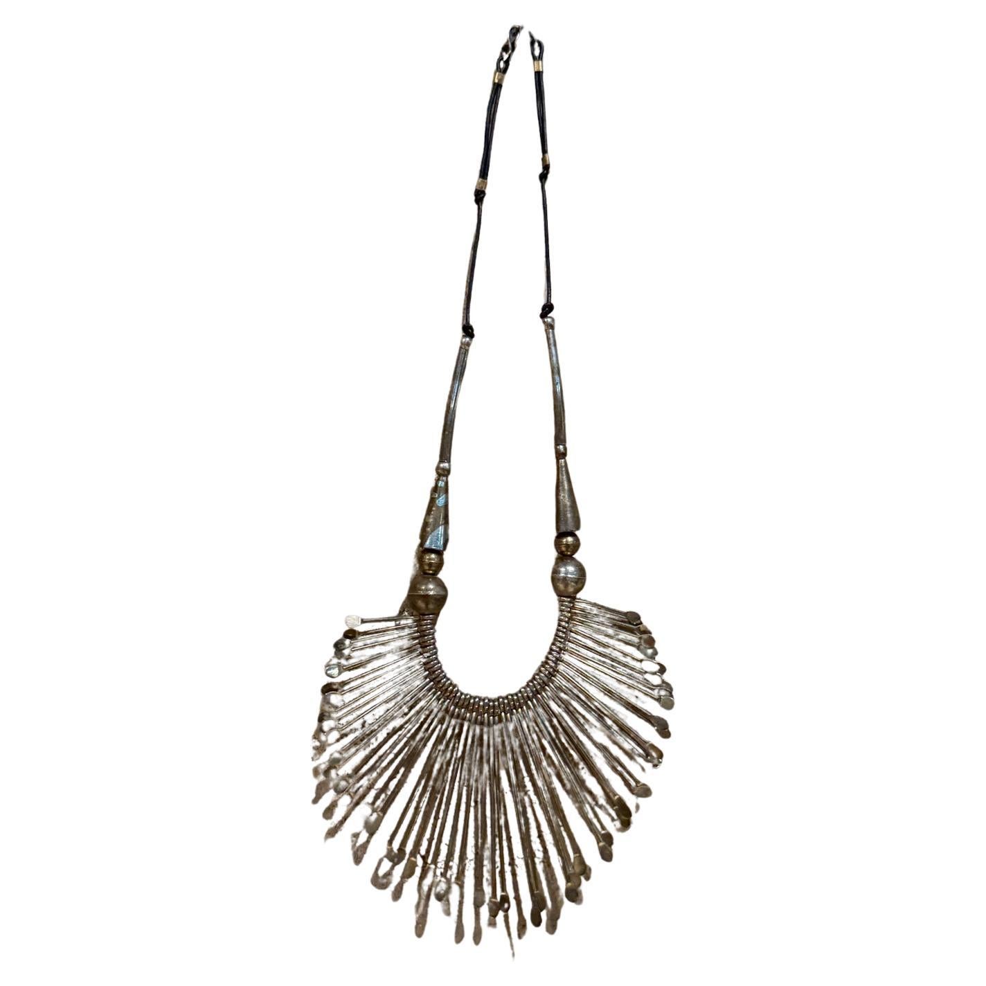 Vintage Tribal Ethnic Spoon Bib Necklace