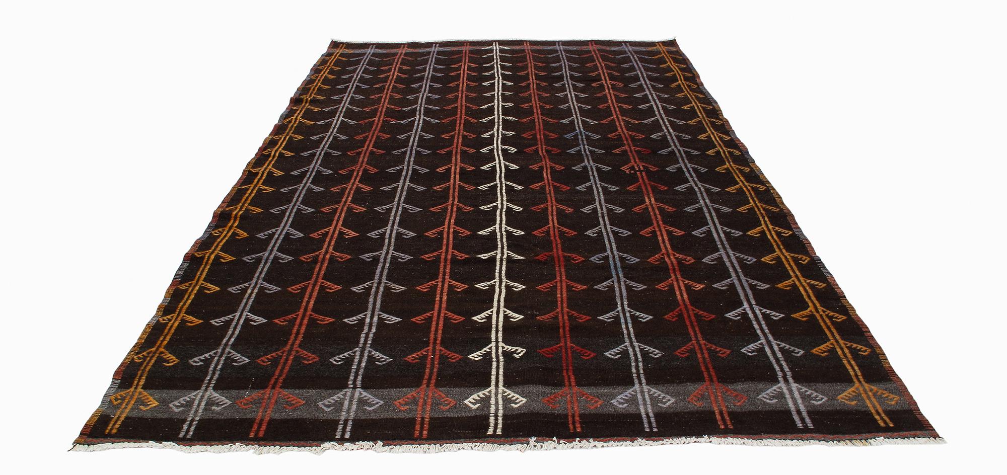 Hand-Woven Vintage Tribal Flat weave Rug  For Sale