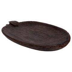 Vintage Tribal Flat Wooden Tray Large, from Nagaland, Early to Mid-20th Century.