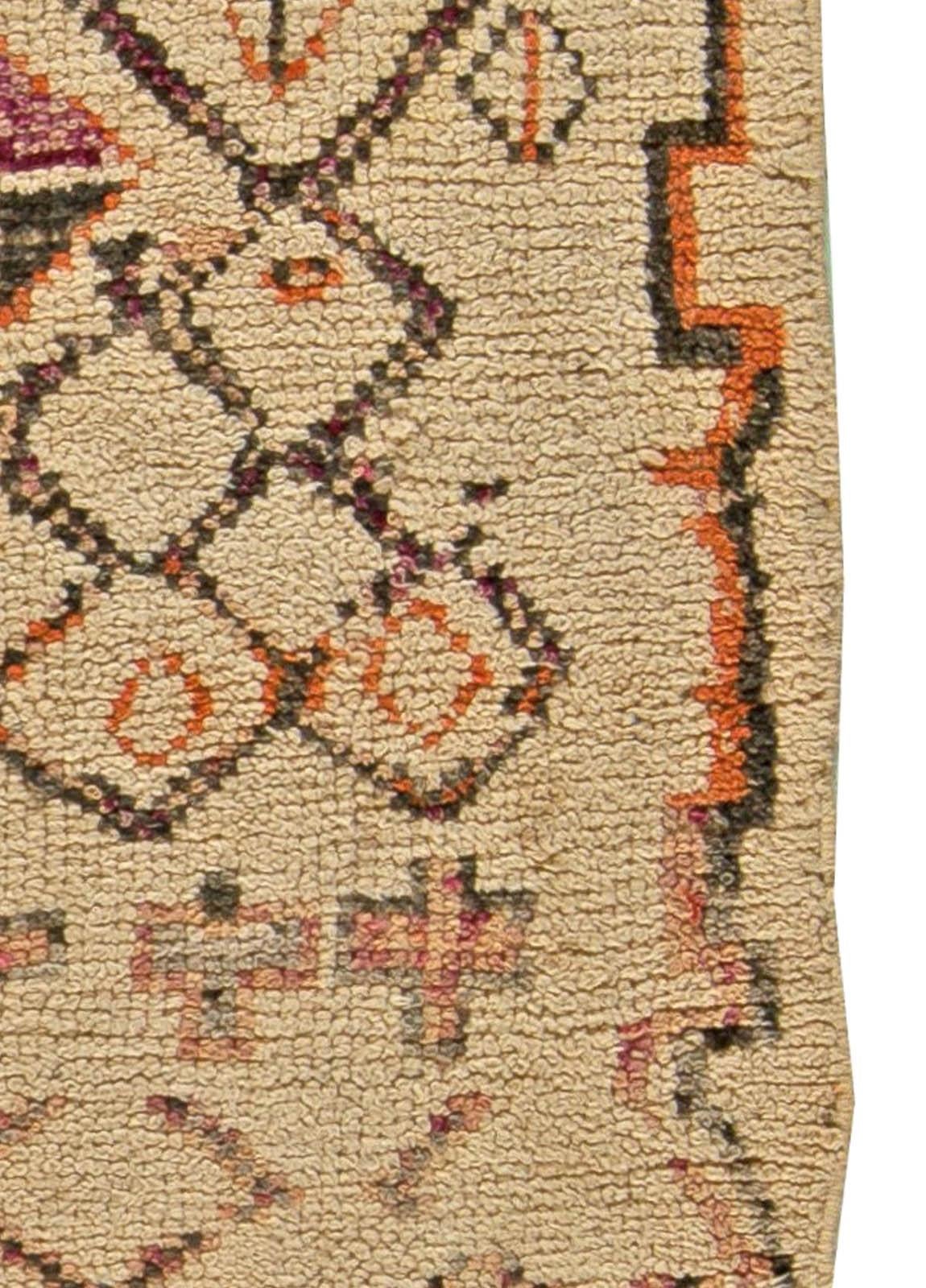 Hand-Knotted Vintage Tribal Handmade Moroccan Natural Wool Rug For Sale