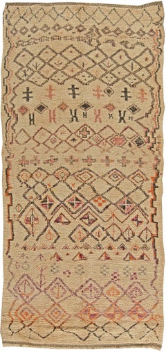 Vintage Tribal Handmade Moroccan Natural Wool Rug