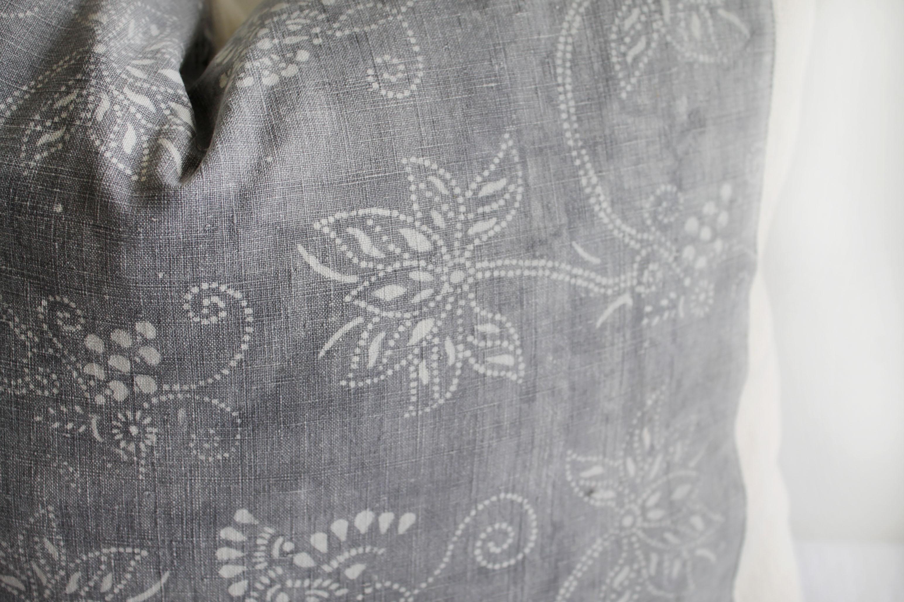 Vintage Tribal Gray and Natural Textile Pillow In Good Condition In Brea, CA