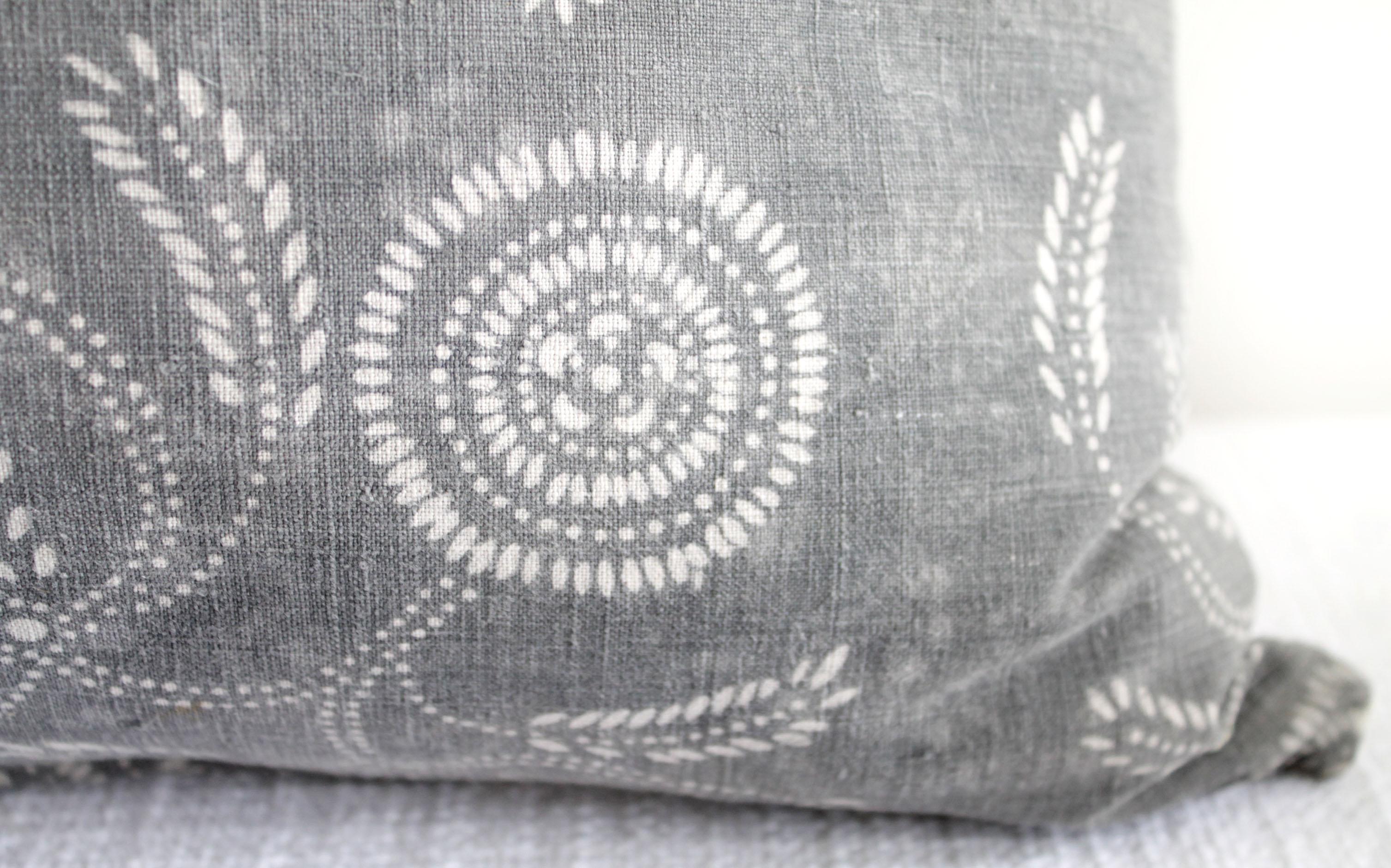 Contemporary Vintage Tribal Gray and Natural Textile Pillow