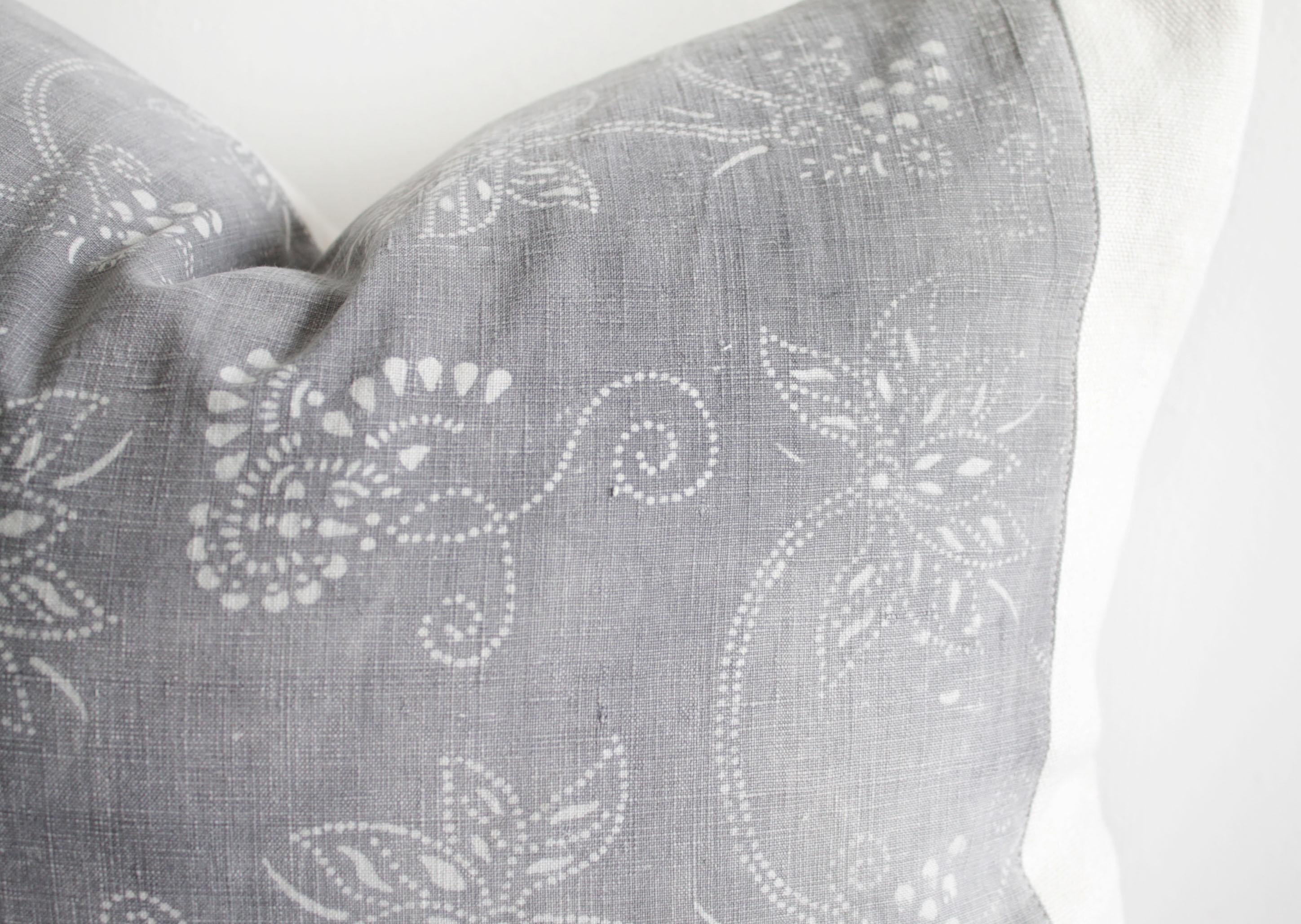 Linen Vintage Tribal Gray and Natural Textile Pillow