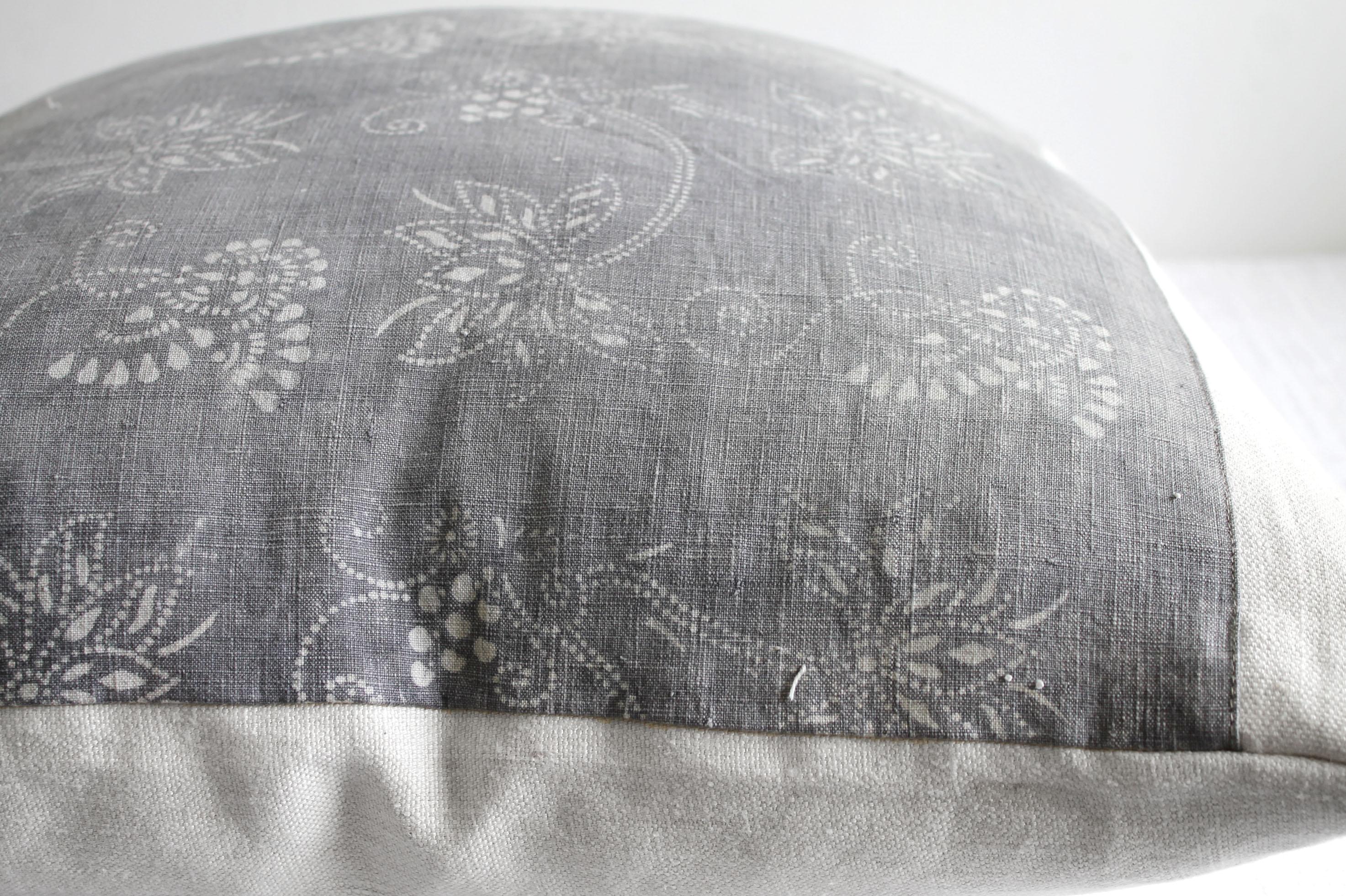 Cotton Vintage Tribal Gray and Natural Textile Pillow
