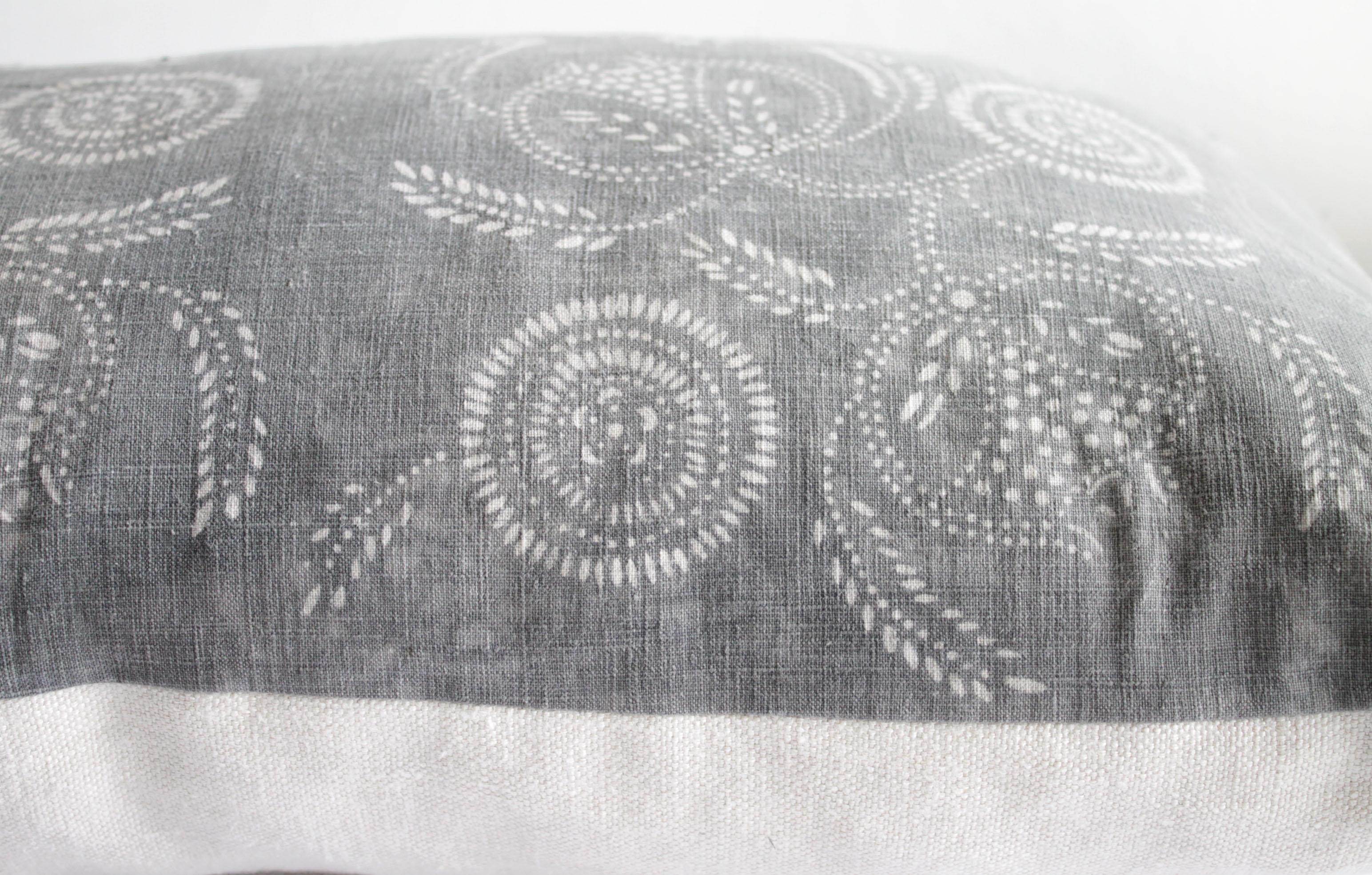 Vintage Tribal Gray and Natural Textile Pillow 1