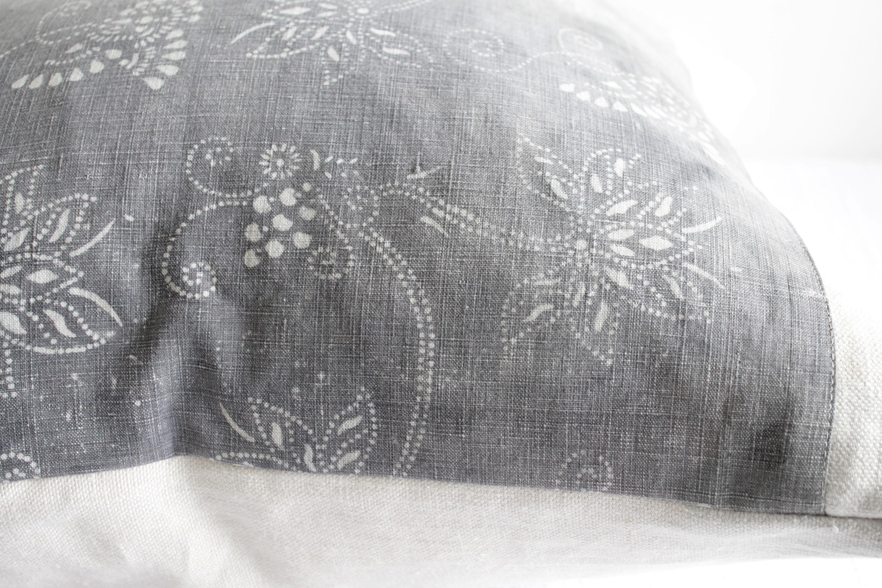 Vintage Tribal Gray and Natural Textile Pillow For Sale 1
