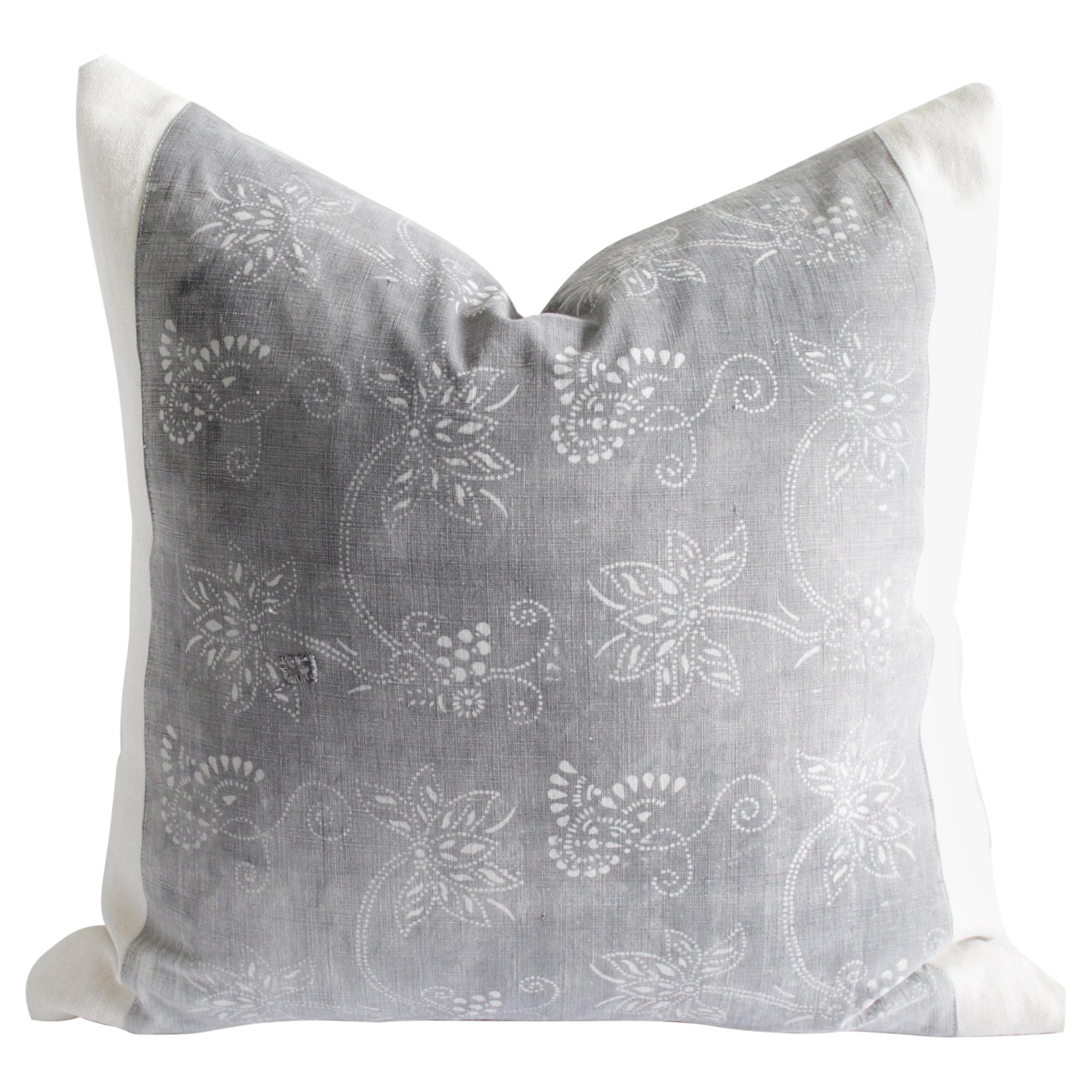 Vintage Japanese Textile Pillow Homespun Boudoir Throw Pillow with