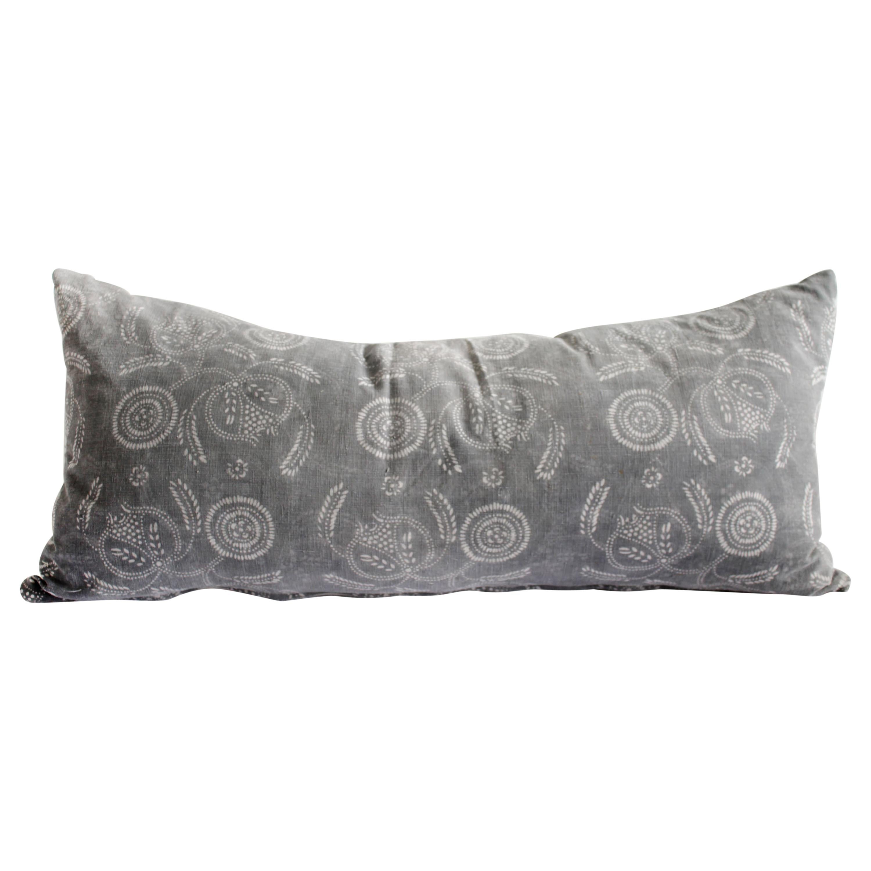 Vintage Tribal Gray and Natural Textile Pillow