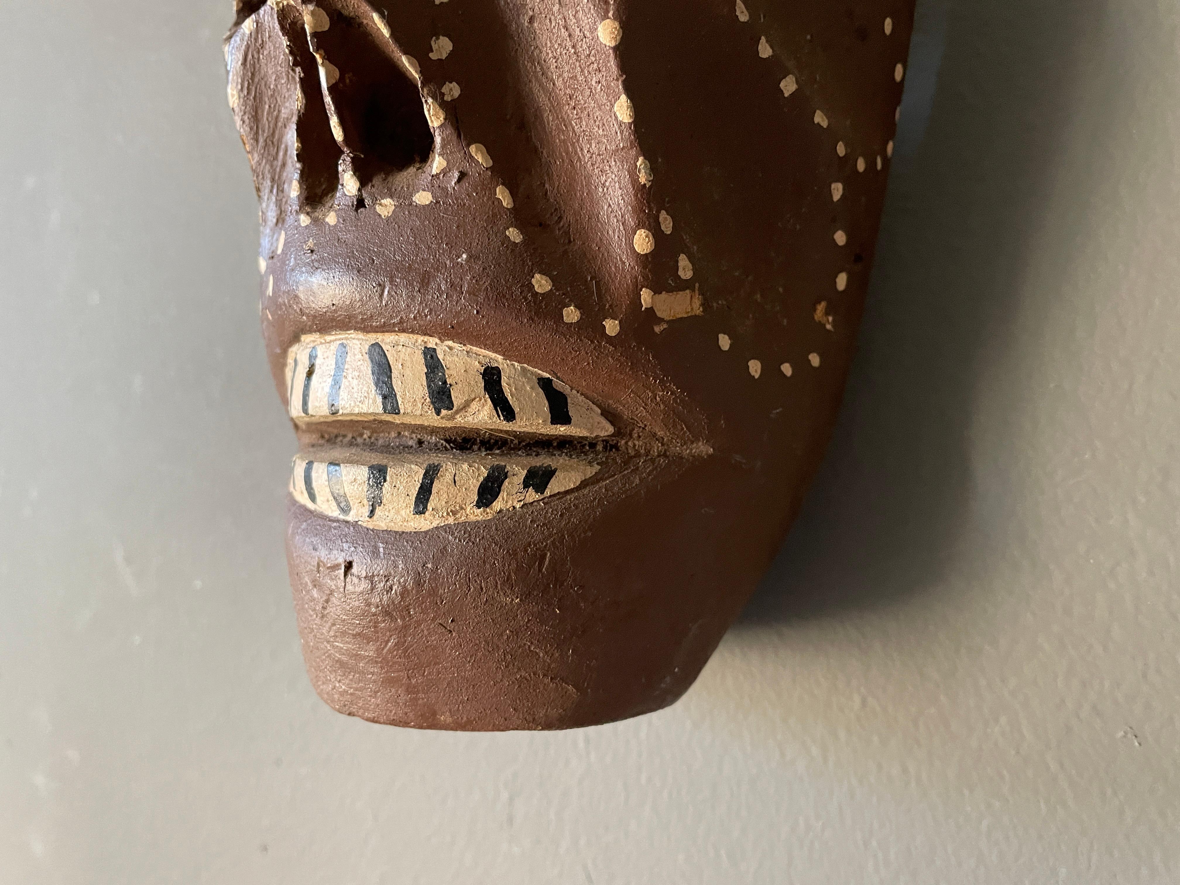 African Vintage Tribal Hand Carved Skeleton Mask