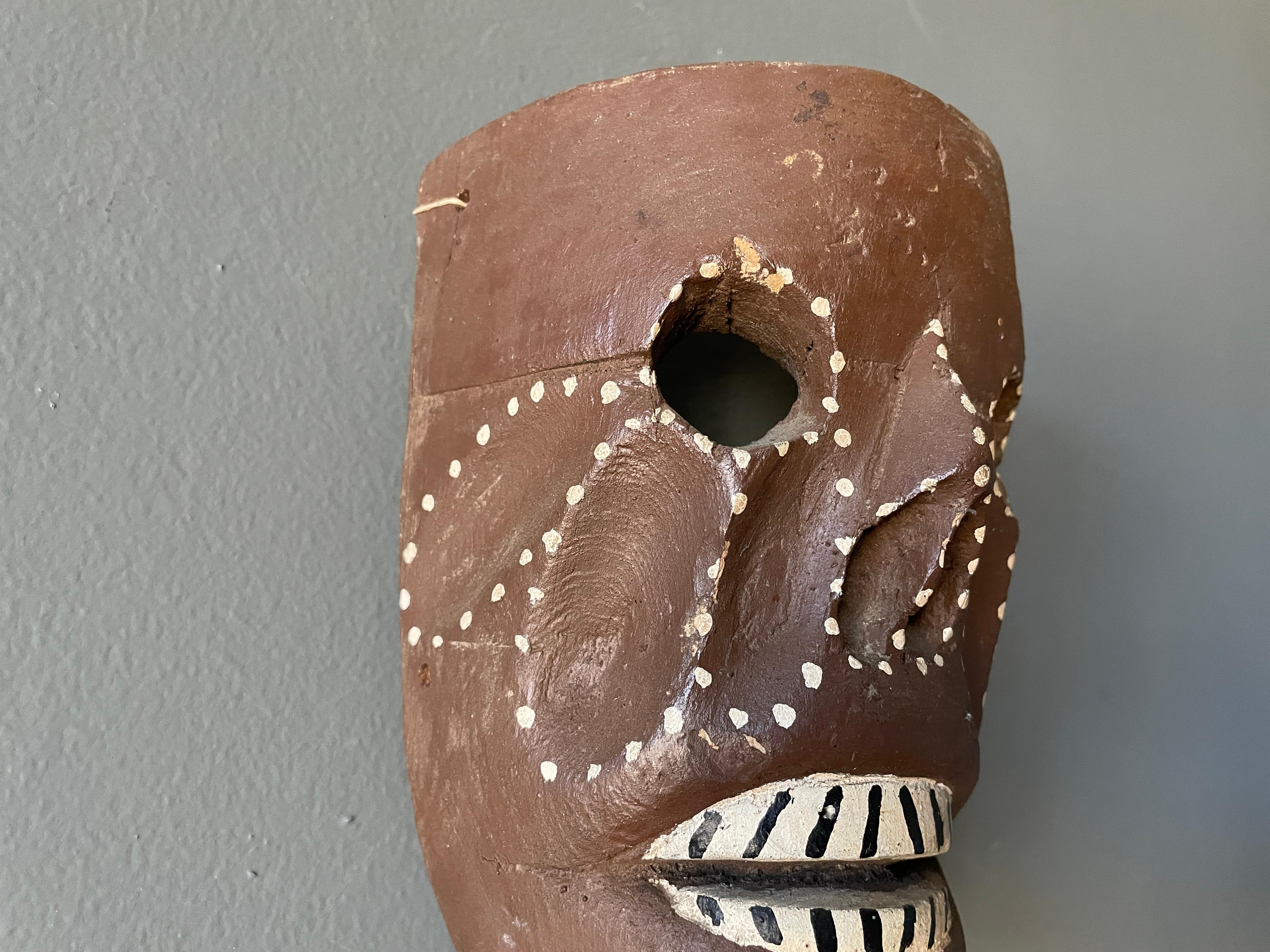 Wood Vintage Tribal Hand Carved Skeleton Mask