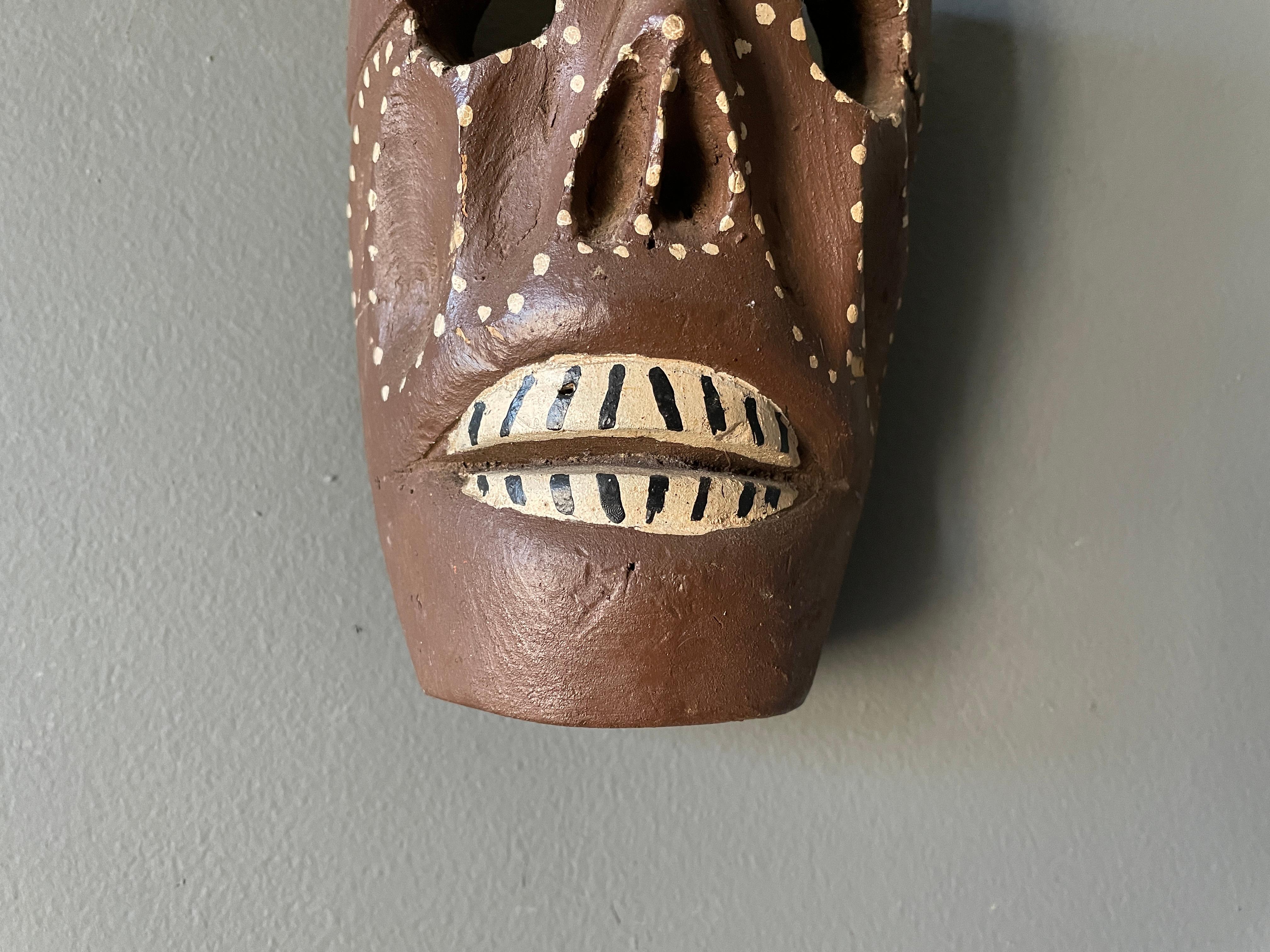 Vintage Tribal Hand Carved Skeleton Mask 1