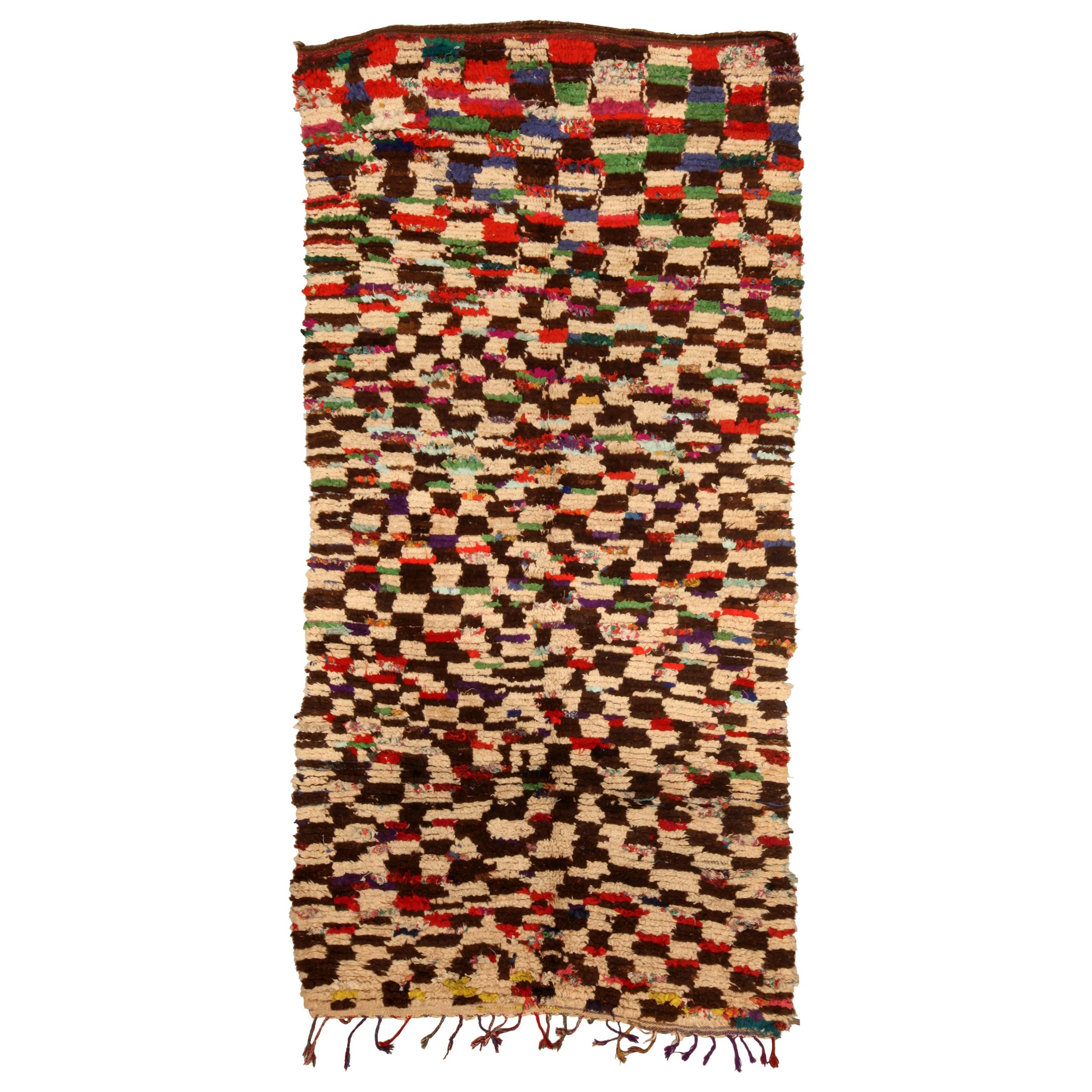 Vintage Tribal Moroccan Colorful Handwoven Rug For Sale